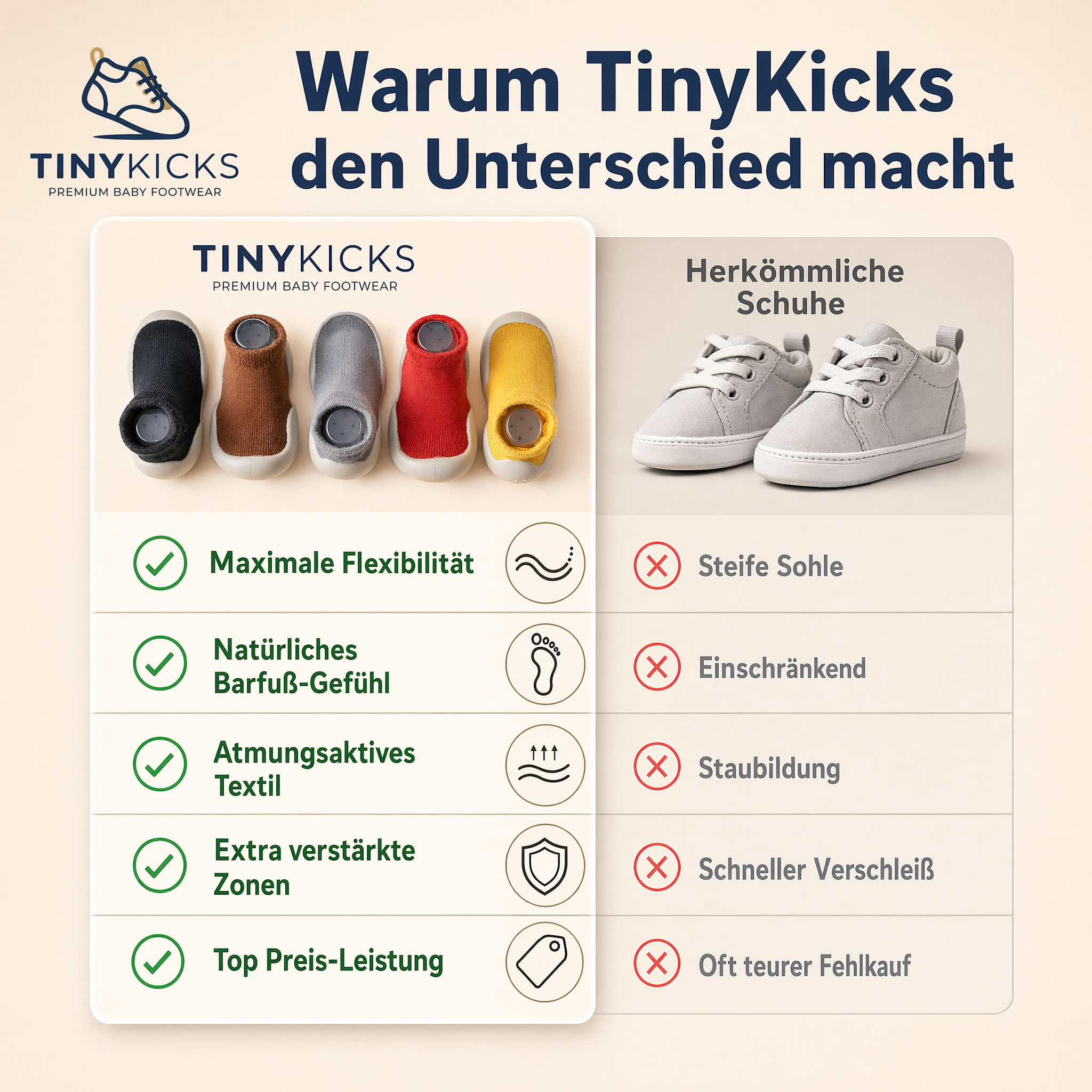 TinyKicks - Natürlich laufen – Babyschuhe mit flexibler Sohle